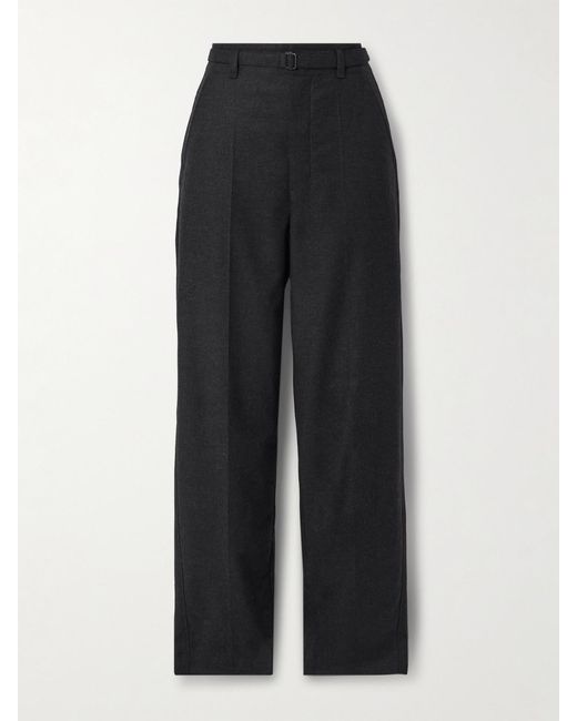Lemaire Black Belted Pleated Cashmere-Blend Tapered Pants