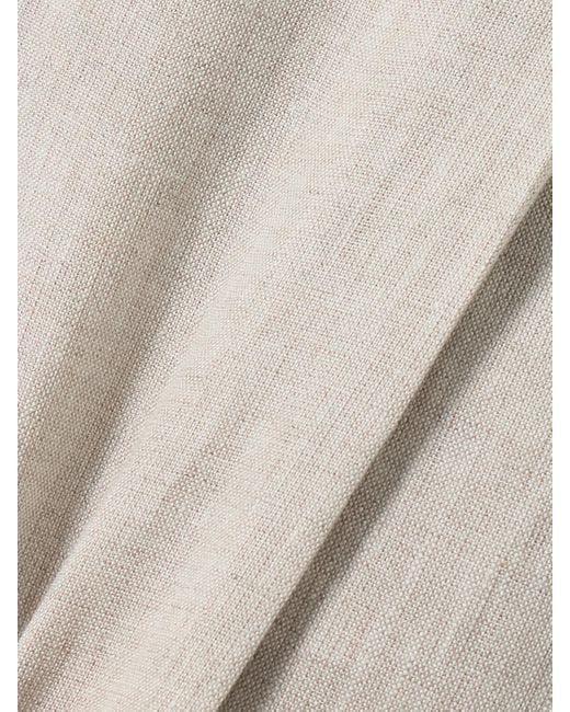 Brunello Cucinelli White Pleated Linen Wide-Leg Pants