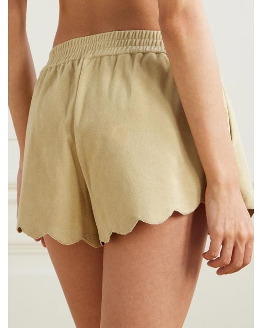 Marysia Swim Natural Bellini Scalloped Cotton-Blend Terry Shorts