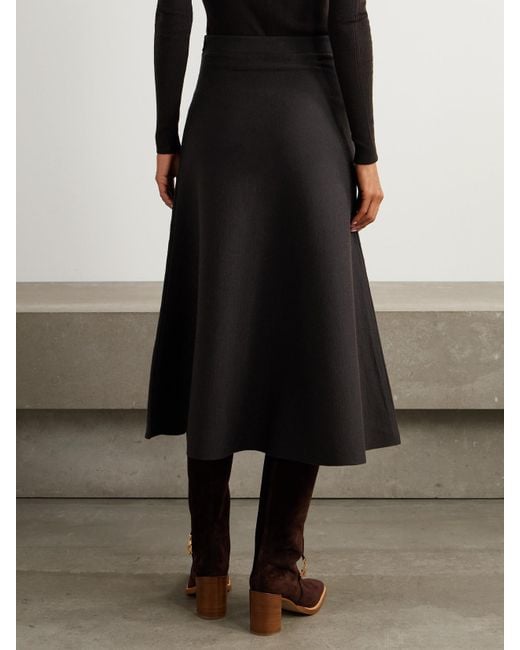 Gabriela Hearst Black Freddie Wool, Silk And Cashmere-Blend Midi Skirt