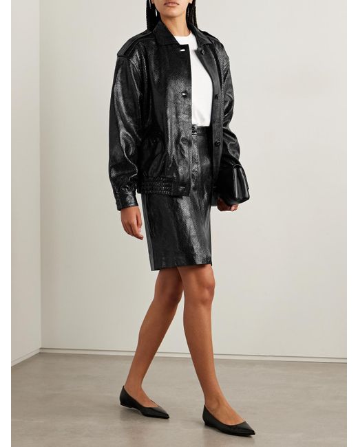Blazé Milano Black Charlie Jacke Aus Leder Mit Schlangeneffekt