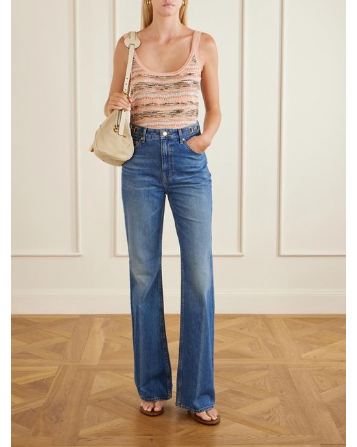 Ulla Johnson Blue The Colette Embellished High-Rise Straight-Leg Jeans