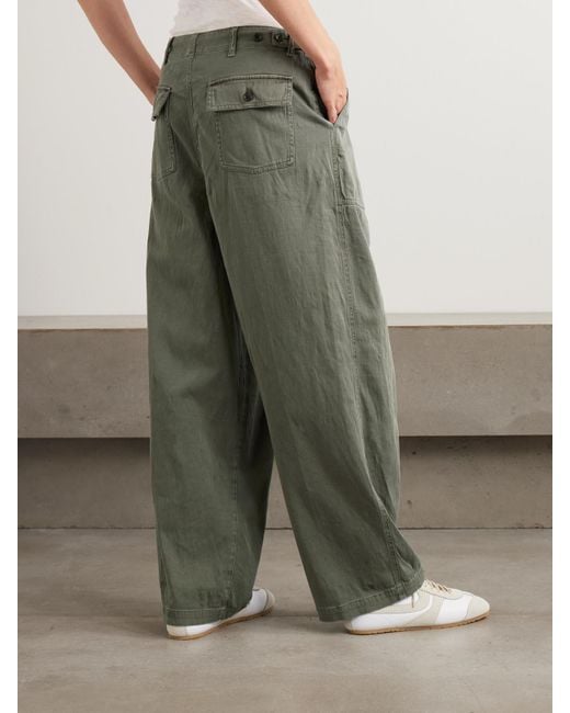 James Perse Green Cotton-Blend Tapered Pants