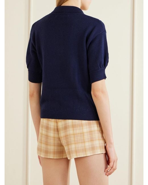 Alessandra Rich Blue Wool Polo Shirt