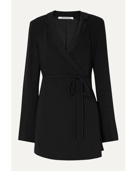 Orseund Iris Boxy Crepe Wrap Mini Dress in Black Lyst Australia
