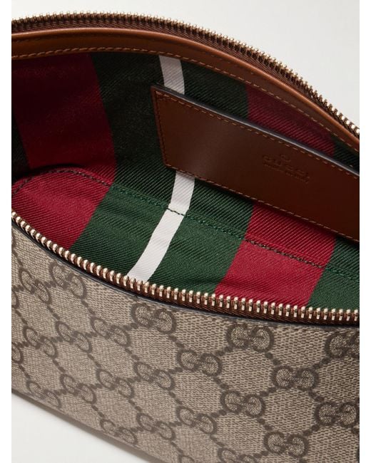 Gucci Natural Leather-Trimmed Printed Coated-Canvas Shoulder Bag
