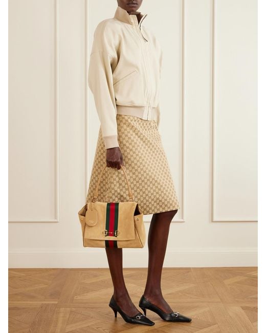 Gucci Natural Paparazzo Medium Suede Shoulder Bag