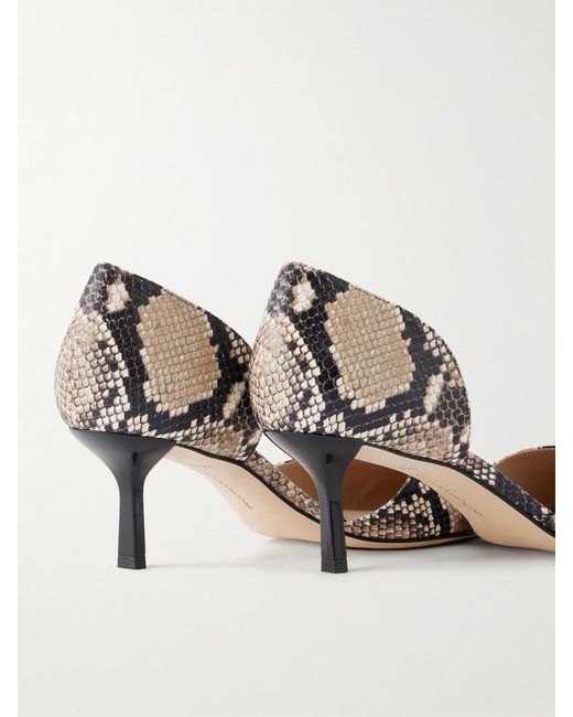Victoria Beckham Natural Angle D'Orsay 55 Snake-Effect Leather Pumps