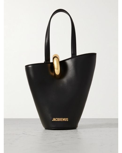 Jacquemus Black The Bambola Small Embellished Asymmetric Leather Tote