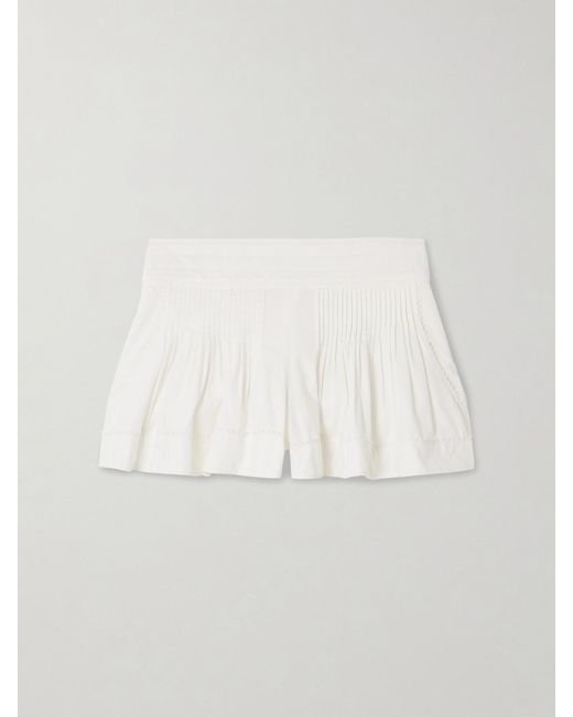 Isabel Marant Natural Cybila Pintucked Cotton Shorts
