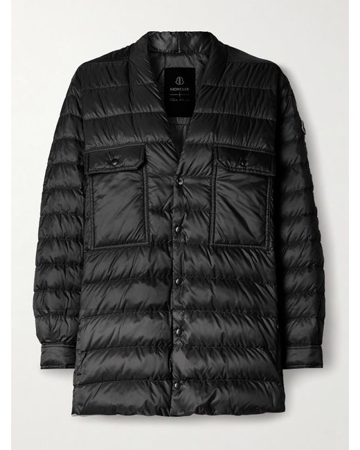 Rick Owens Black Moncler Webbing-Trimmed Quilted Shell Down Jacket