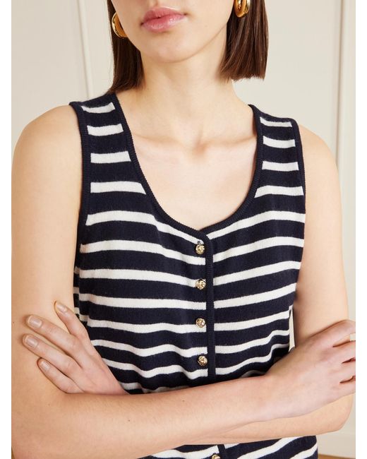 Allude Black Striped Cashmere Vest