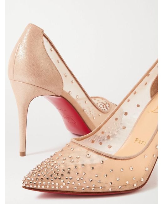 Christian Louboutin Multicolor Follies 85 Pumps Aus Mesh Und Leder Mit Glitter-Finish Und Kristallen