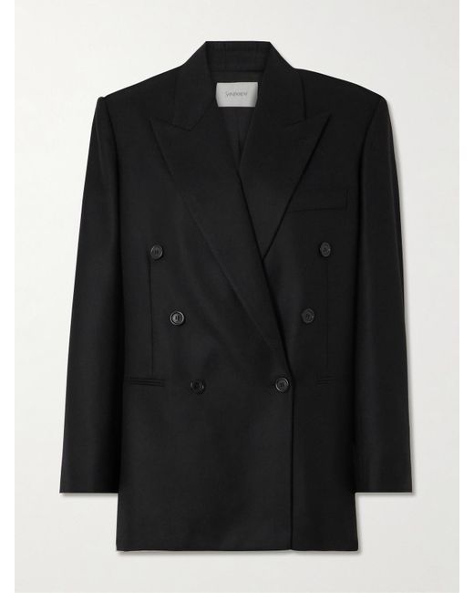 Saint Laurent Black Doppelreihiger Blazer Aus Kaschmir-Twill