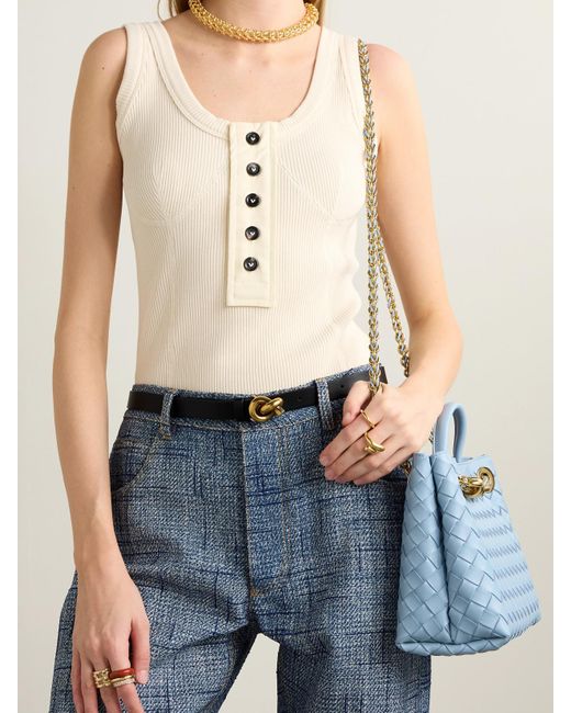 Bottega Veneta White Leather Belt