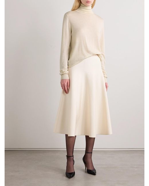 The Row Natural Heva Wool-Jersey Turtleneck Sweater
