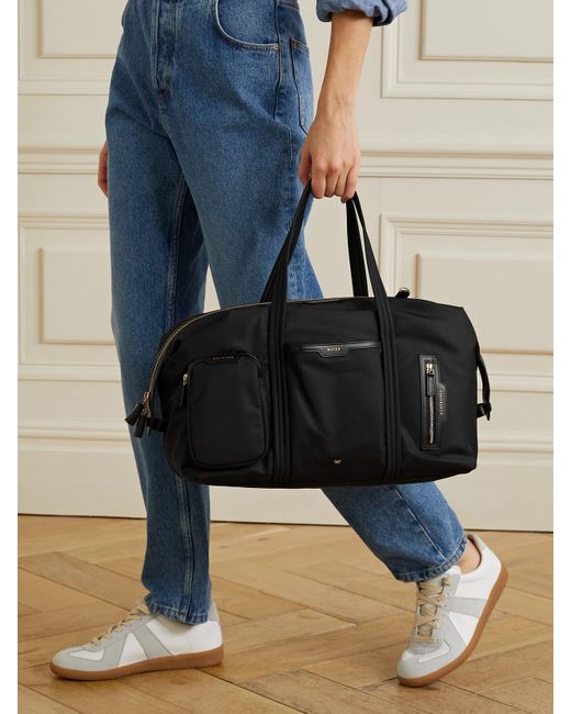 Anya Hindmarch Black Inflight Leather-Trimmed Econyl Weekend Bag