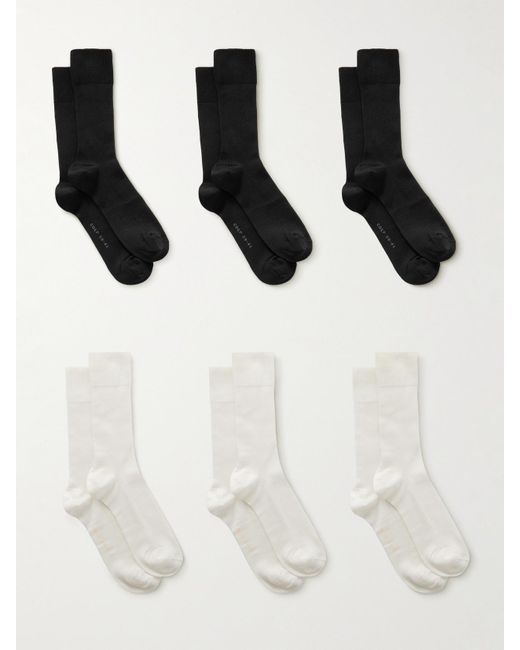 CDLP White Set Aus Sechs Paar Socken Aus Einer Gerippten Baumwollmischung