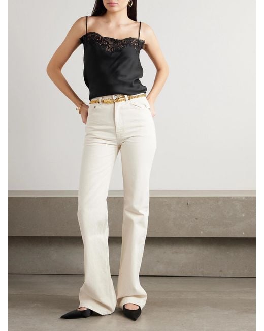 Stella McCartney Black Lace-Trimmed Satin Camisole