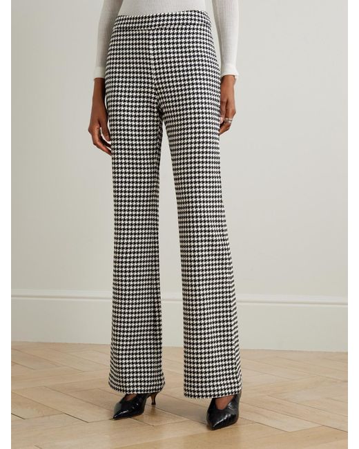 Cara Cara Black Christopher Houndstooth Wool-Blend Wide-Leg Pants