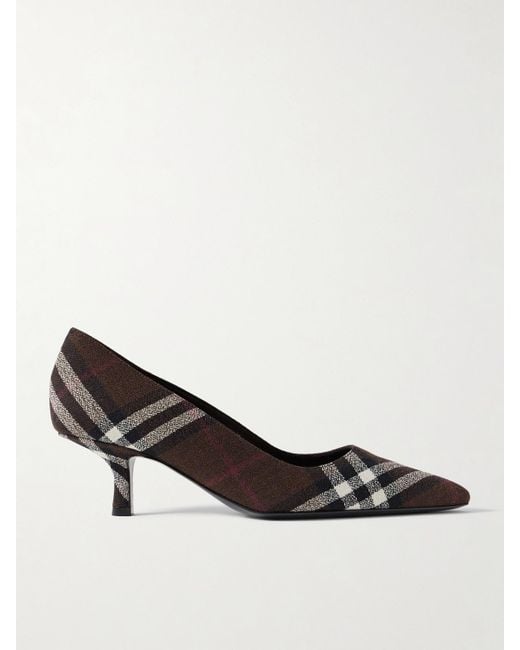 Burberry Brown Checked Wool Pumps