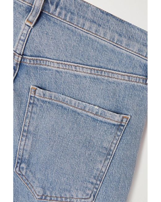 Agolde Blue Riley Cropped High-Rise Straight-Leg Organic Jeans