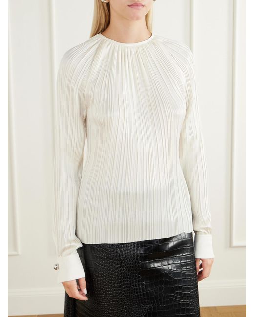 Lanvin Natural Pleated Charmeuse Blouse