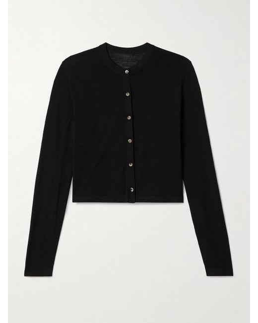 Khaite Black Brieta Merino Wool Cardigan