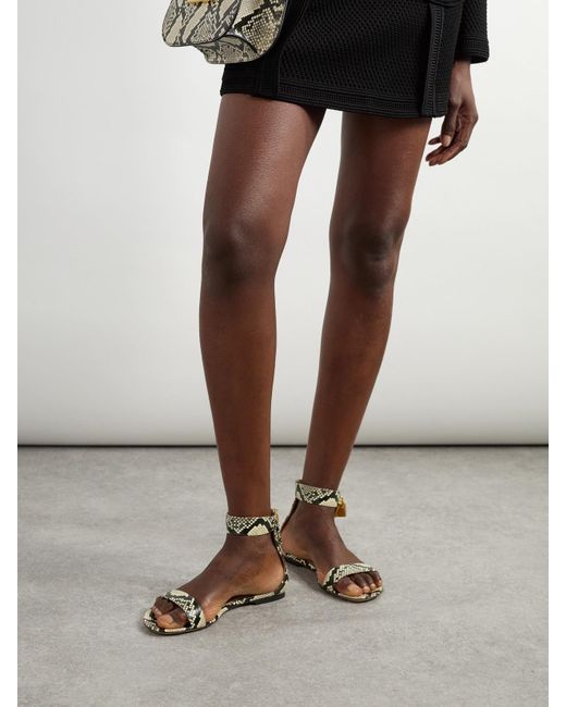 Tom Ford White Sandalen Aus Leder Mit Schlangeneffekt Und Verzierungen