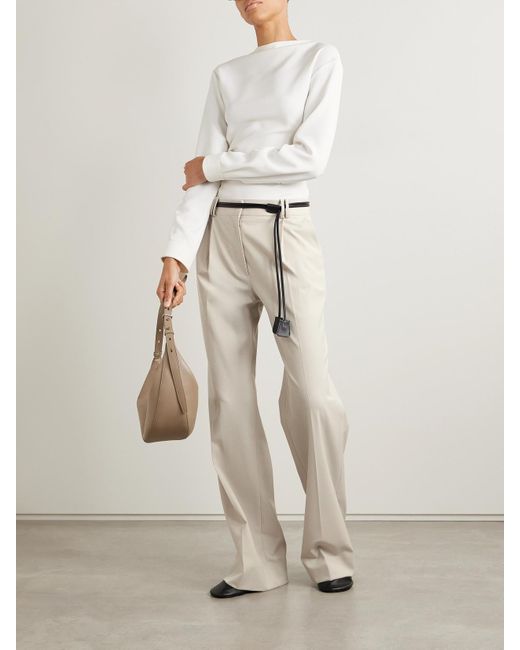 Proenza Schouler White Savannah Pleated Wool-Gabardine Wide-Leg Pants