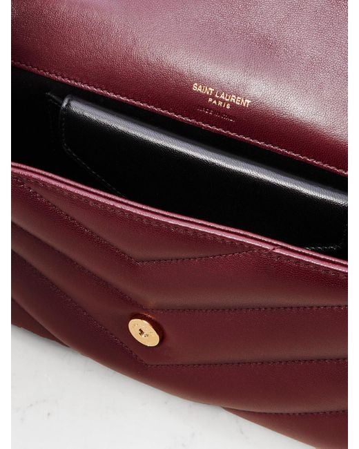 Saint Laurent Red Loulou Schultertasche Aus Gestepptem Leder