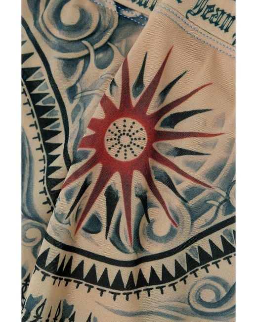 Jean Paul Gaultier Green Printed Stretch-Jersey Mini Skirt