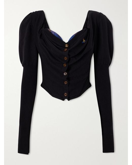 Vivienne Westwood Black Bea Cotton And Cashmere-Blend Corset Cardigan