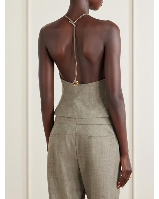 Christopher Esber Natural Banyan Crystal-Embellished Wool And Linen-Blend Vest