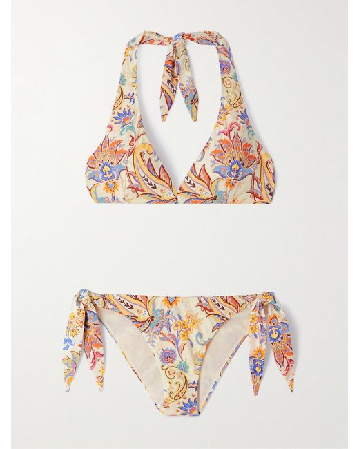 Etro Gray Halterneck Printed Bikini