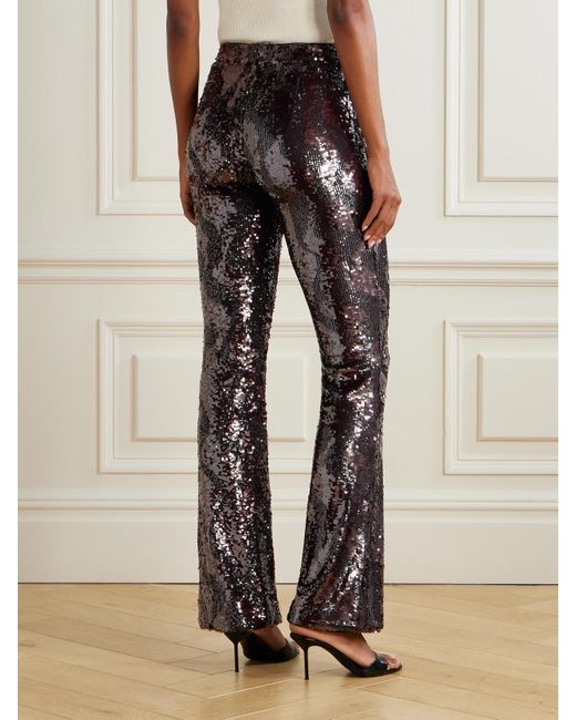 Veronica Beard Brown Collier Sequined Satin Flared Pants