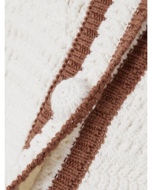 Veronica Beard White Striped Cotton Cardigan