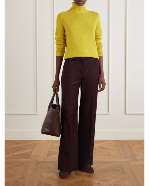 Allude Yellow Turtleneck Cashmere Sweater