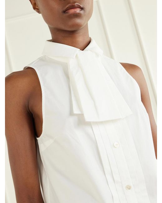 ShuShu/Tong White Tie-Detailed Cotton-Poplin Blouse