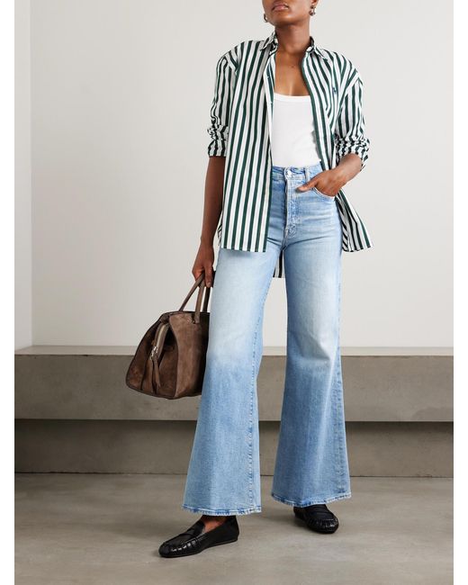 Mother Blue The Tomcat Roller Sneak High-Rise Wide-Leg Jeans
