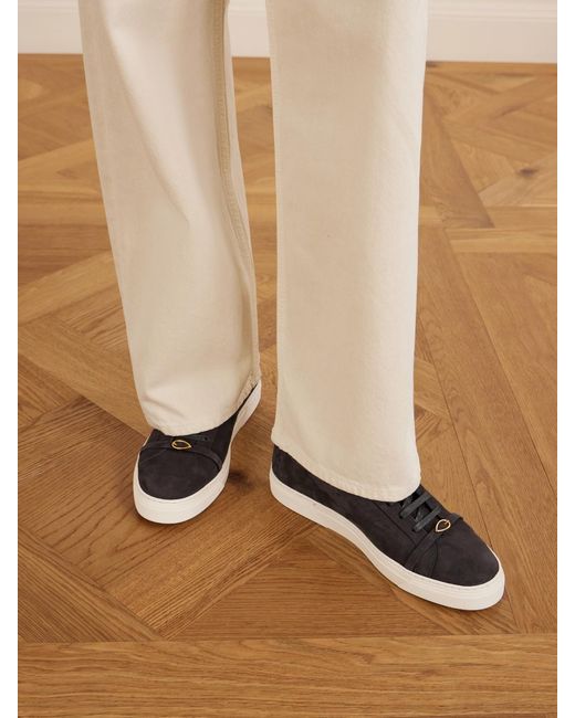 JENNIFER CHAMANDI Gray Embellished Suede Sneakers