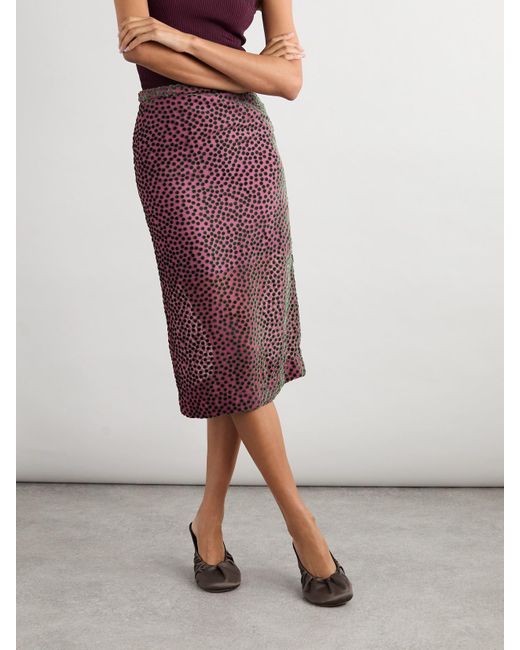 Dries Van Noten Purple Devoré-Velvet Midi Skirt