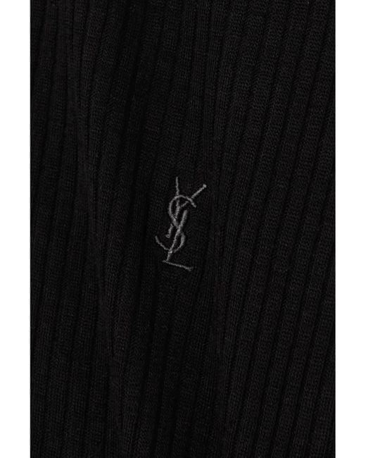 Saint Laurent Black Embroidered Ribbed Wool Tank