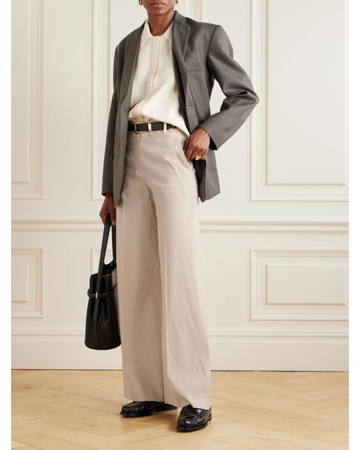 Pantalon Large En Lin Mélangé Treeca Theory en coloris Natural