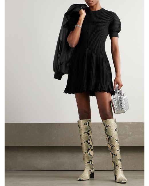Ulla Johnson Black Talie Minikleid Aus Rippstrick Mit Falten