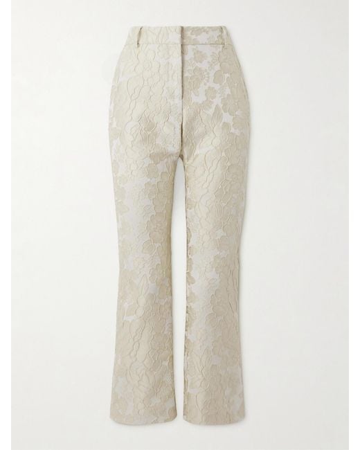 LaDoubleJ White 24/7 Cropped Brocade Bootcut Pants