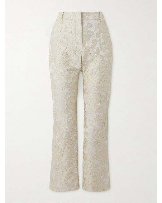 [GRAVER]★ZIPPERED LEGIC WHITE FLOWER BOOTCUT PANTS La DoubleJ 24/7 Cropped Brocade Bootcut Pants in White | Lyst