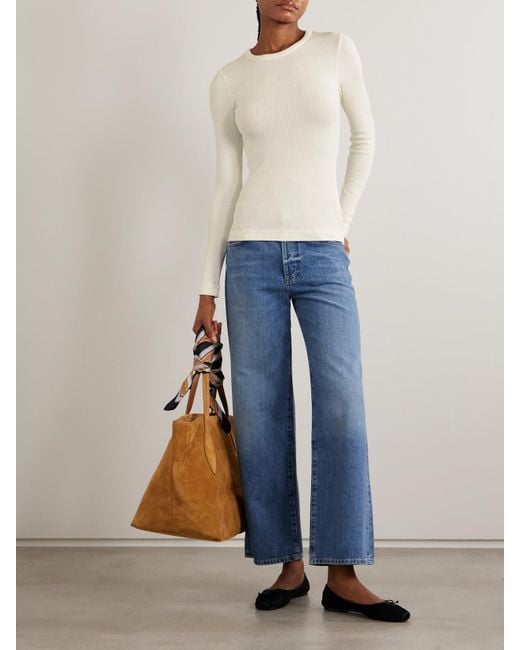 Citizens of Humanity Natural Bina Ribbed Stretch-Lyocell And Organic Cotton-Blend Top