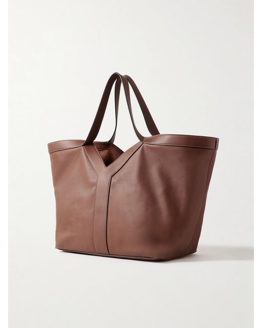 Saint Laurent Brown Y Tote Aus Leder