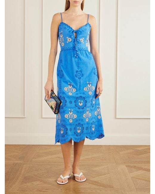 Olympia Le-Tan Blue Cote D'Azur Embroidered Canvas Clutch